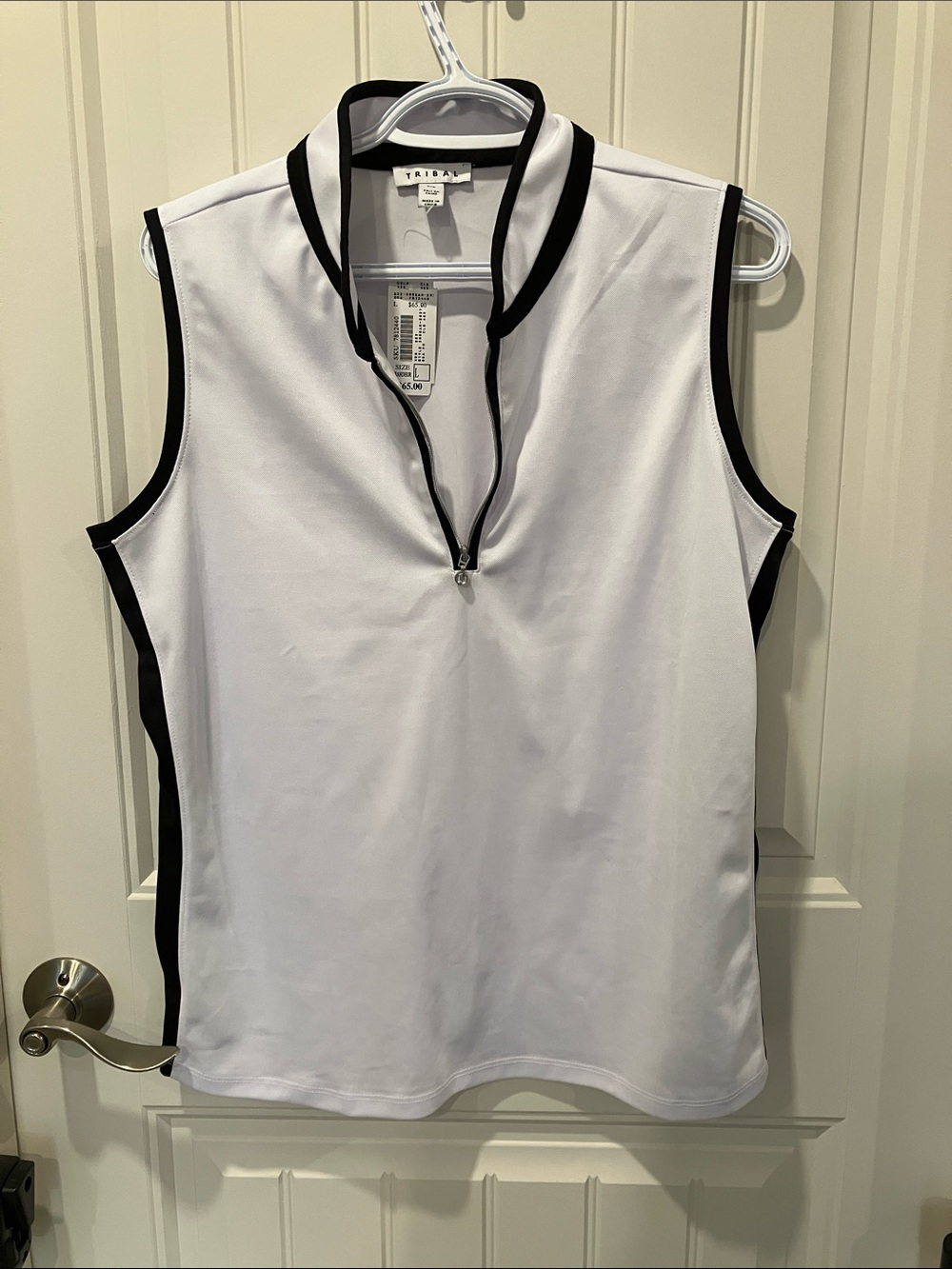 TRIBAL SPORT Sleeveless Top WHITE BLACK NWT